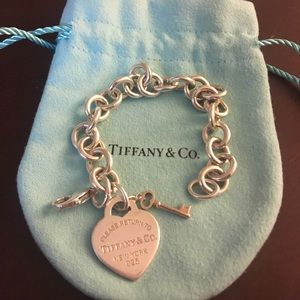 Tiffany &Co. Sterling and Rose Link Bracelet